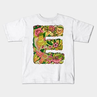 Floral letter E Kids T-Shirt